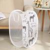 1pc Cartoon Folding Laundry Basket Large Capacity Dirty Clothes Organizer Basket Multifunctional Mesh Bag For Household Storage