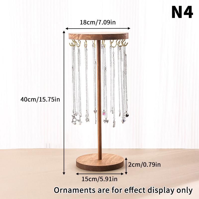 Necklace Holder Organizer Jewelry Tree Stand With 12/18 Metal Hooks Wooden Necklace Display Tower For Home Or Show Selling Use