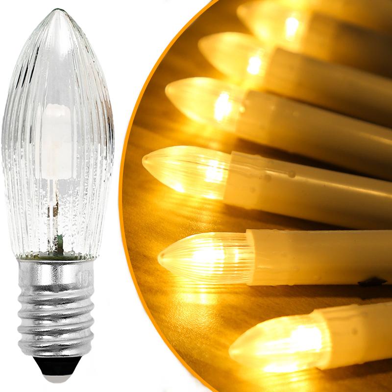 Warm-White E10 LED Candle Light Replacement Lamp Bulbs for Light Chains 10V-55V AC for Bathroom Kitchen Home Decor Indoor Lamp