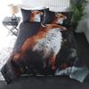 Cartoon Fox Duvet Cover King Size,Baby Fox Sleeping In A Floral Circle Image Print Bedding Set Kids Animal Quilt Cover