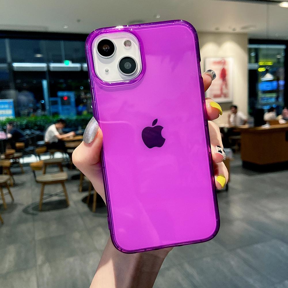 Светящийся неоновый цветной прозрачный чехол для телефона iPhone 17 16 15 14 Pro 11 12 13 Pro Max XR XS 8 Plus Мягкий ударопрочный чехол Coque