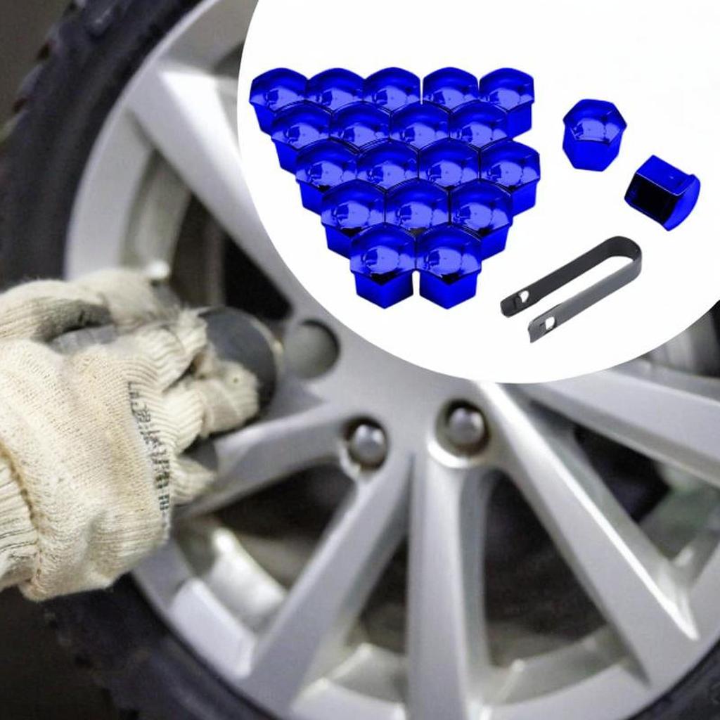 Automotive Wheel Lug Nut Covers Blue PP Protective Bolt Head Cap Decoration Kit for Car SUV Wheels Universal