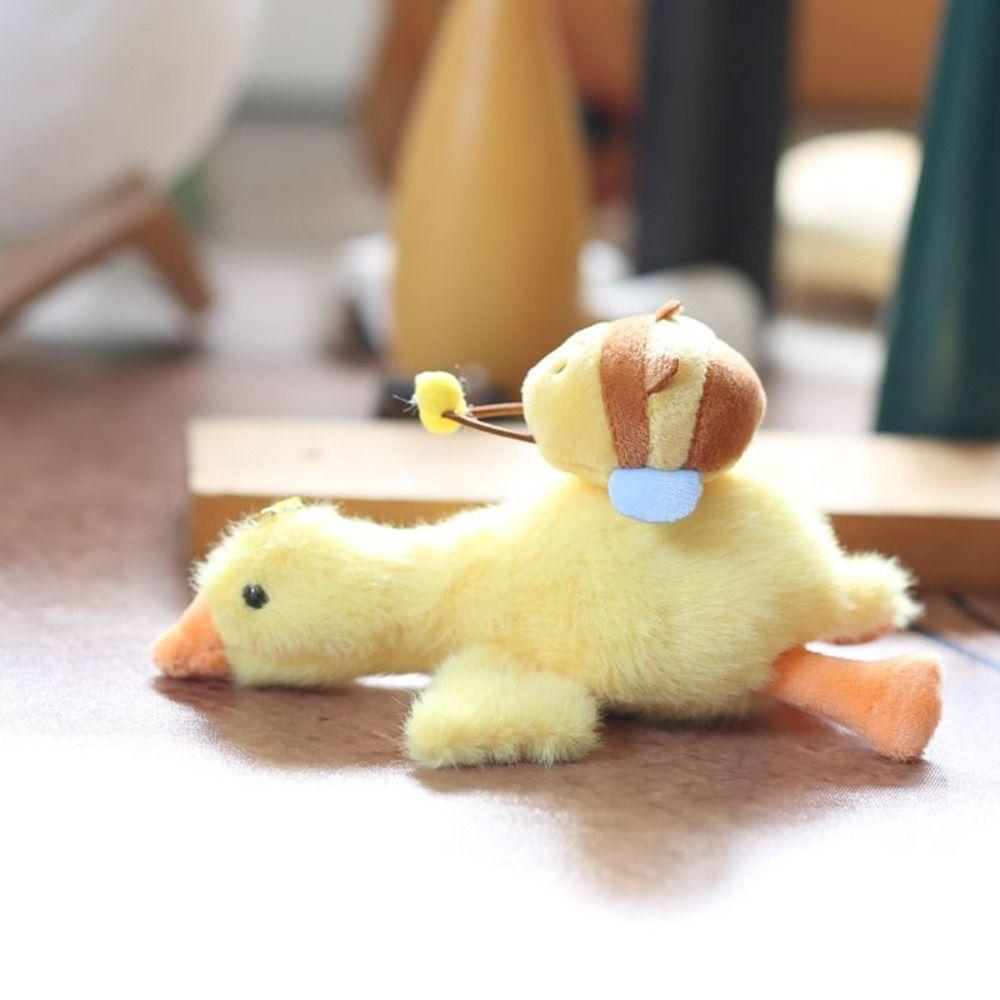 Crayfish Turtles Bees Duck Plush Keychain Fluffy Plush Cartoon Duck Keychain Bag Hanging