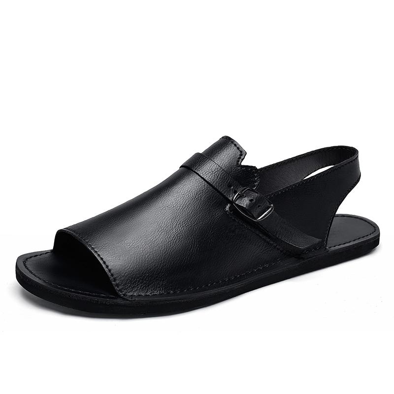 Fashion Hot Sale Men's Casual Leather Sandals Lightweight Slip-Resistant Sole Sandaly Breathable Comfortable Slippers Male Beach Shoes