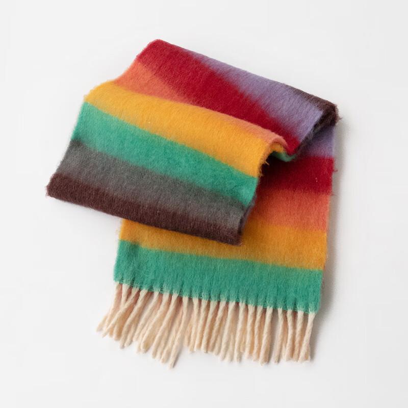DayApril Mohair Rainbow Plaid Scarf