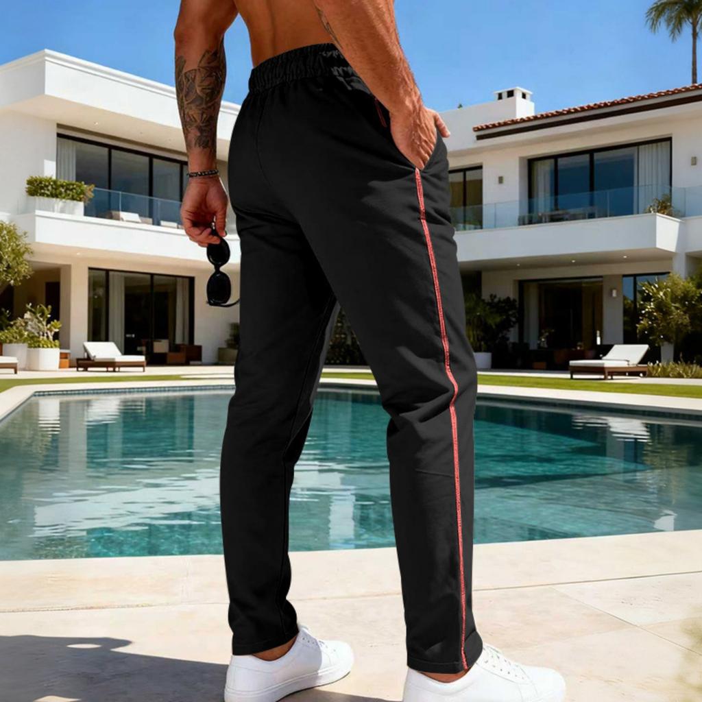 Mens Sweatpants Sild Stripe Elastic Waist Drawstring Running Jogging Sweatpants Athletic Workout Pants