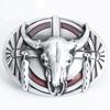 Овальная пряжка для ремня в племенном стиле с изображением черепа быка - Дизайн Воина, 3,8 см, персонализированная гладкая пряжка