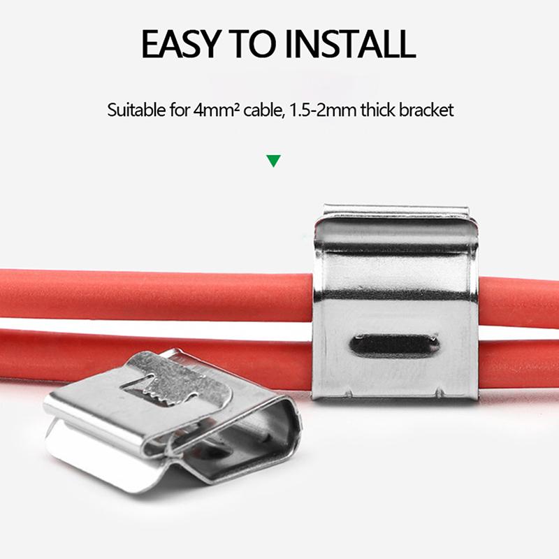30/50/100 шт. зажимы для проводов солнечных панелей, зажимы для проводов из нержавеющей стали для рамы прицепа, зажимы для фотоэлектрических кабелей для проводки фотоэлектрических систем, принадлежности для лодочных кабелей