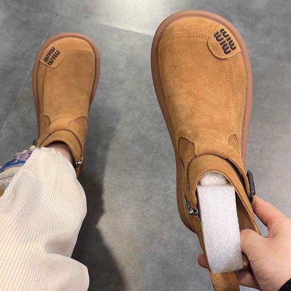 Зимние ботинки 2025 осень новые матовые из натуральной мягкой кожи ботинки Мартин большая голова уродливые милые повседневные на плоской подошве