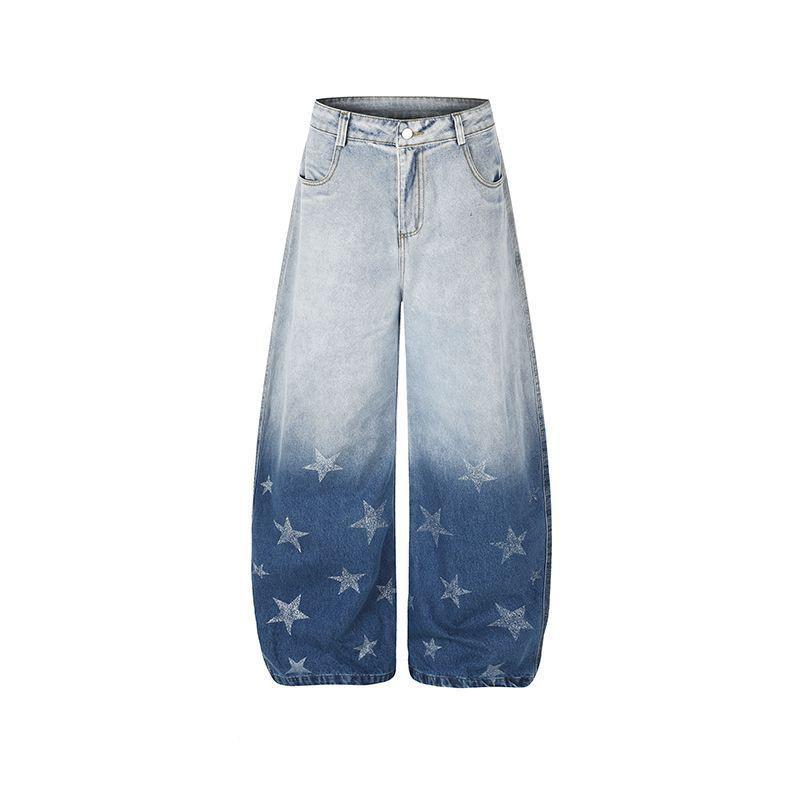 Unisex Wide Leg Denim Jeans Men Women - Relaxed Fit Washed Cotton Mid-Rise Straight Hem Streetwear Style