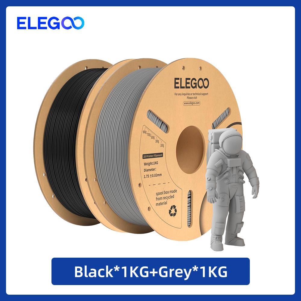 ELEGOO PLA+ Филамент 1,75 мм Набор 2 кг Пластик 3D PLA для большинства FDM 3D-принтеров Точность размеров +/- 0,02 мм 2 шт. * 1 кг Набор PLA+