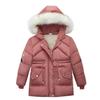 Winter Girls' Cotton Jacket Thicken Mid-length Jacket Children's Baby Plush Hooded Plush Jacket