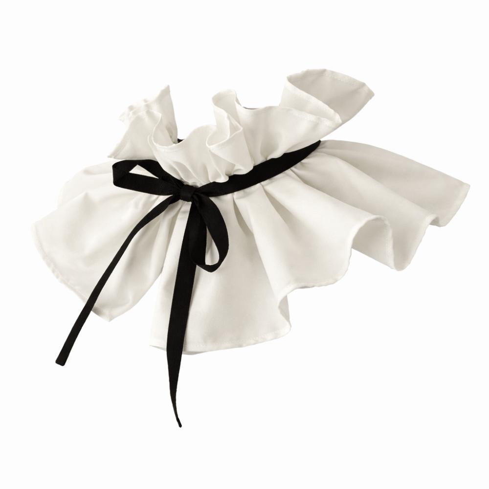 Шарф-накидка с завязками-лентами, с оборками, кружевом, шнуровкой, плиссированный, ретро, с воротником-стойкой, одежда для девочек