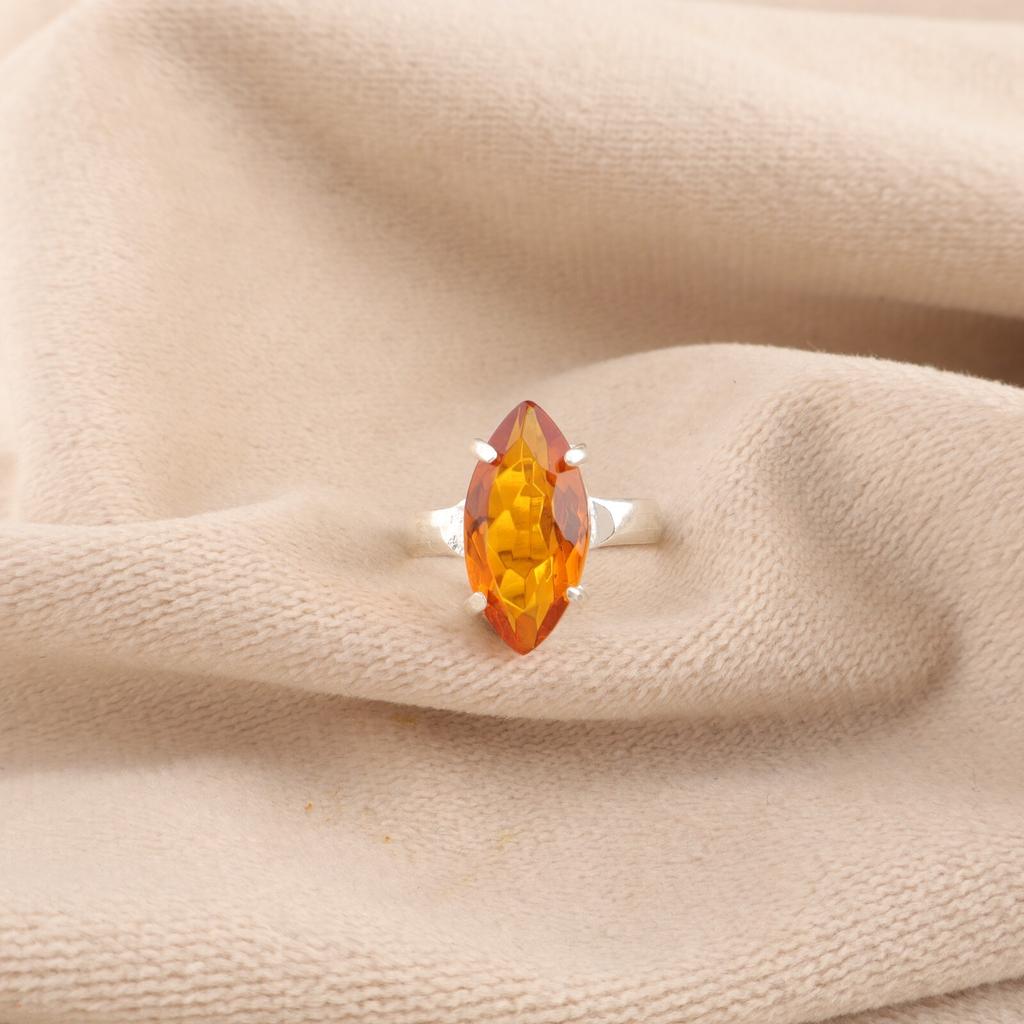 Citrine Gemstone 925 Sterling Silver Jewelry Handmade Fashionable Ring For Wife RR-65-6
