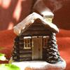 Christmas Winter Log Cabin Incense Cone Burn Christmas Chimney Hut Incense Cone Burner Table Centerpiece Display Xmas Decor