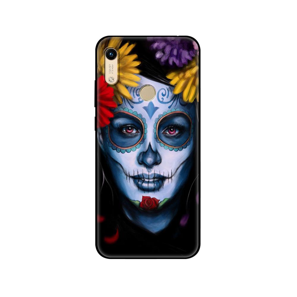 Black Tpu Case For Huawei Honor 8a 8s Prime 9 Lite Honor 9A 9C 9X Premium 9x Pro 9S Case Catrina Beautiful Rose Girl Skull Art