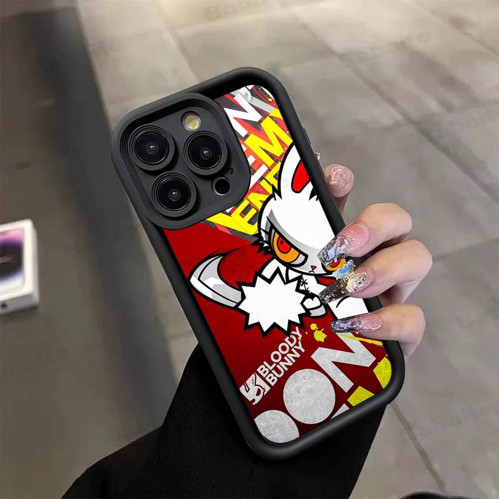 Аниме B-Bloody Bunny Силиконовый Мягкий Чехол Для Телефона Для IPhone 17 16 14 13 12 11 15 Pro Max Plus Air Cover