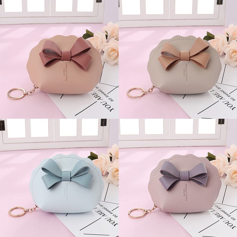 Мини-кошелек из искусственной кожи с бантом для монет, милый кошелек для девочек