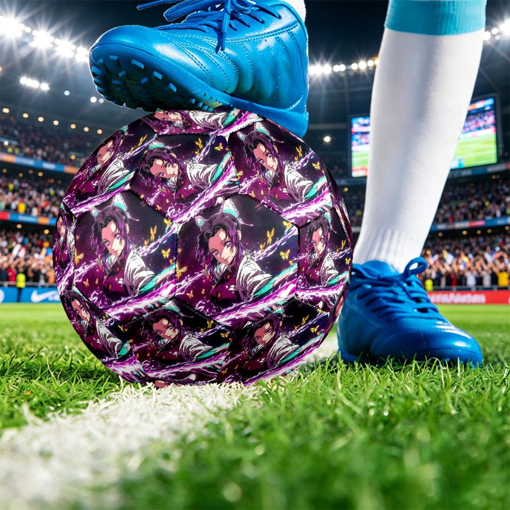 Demon Slayer Printed Size 5 Standard Football, Waterproof PU Training Soccer Ball for Outdoor Sports