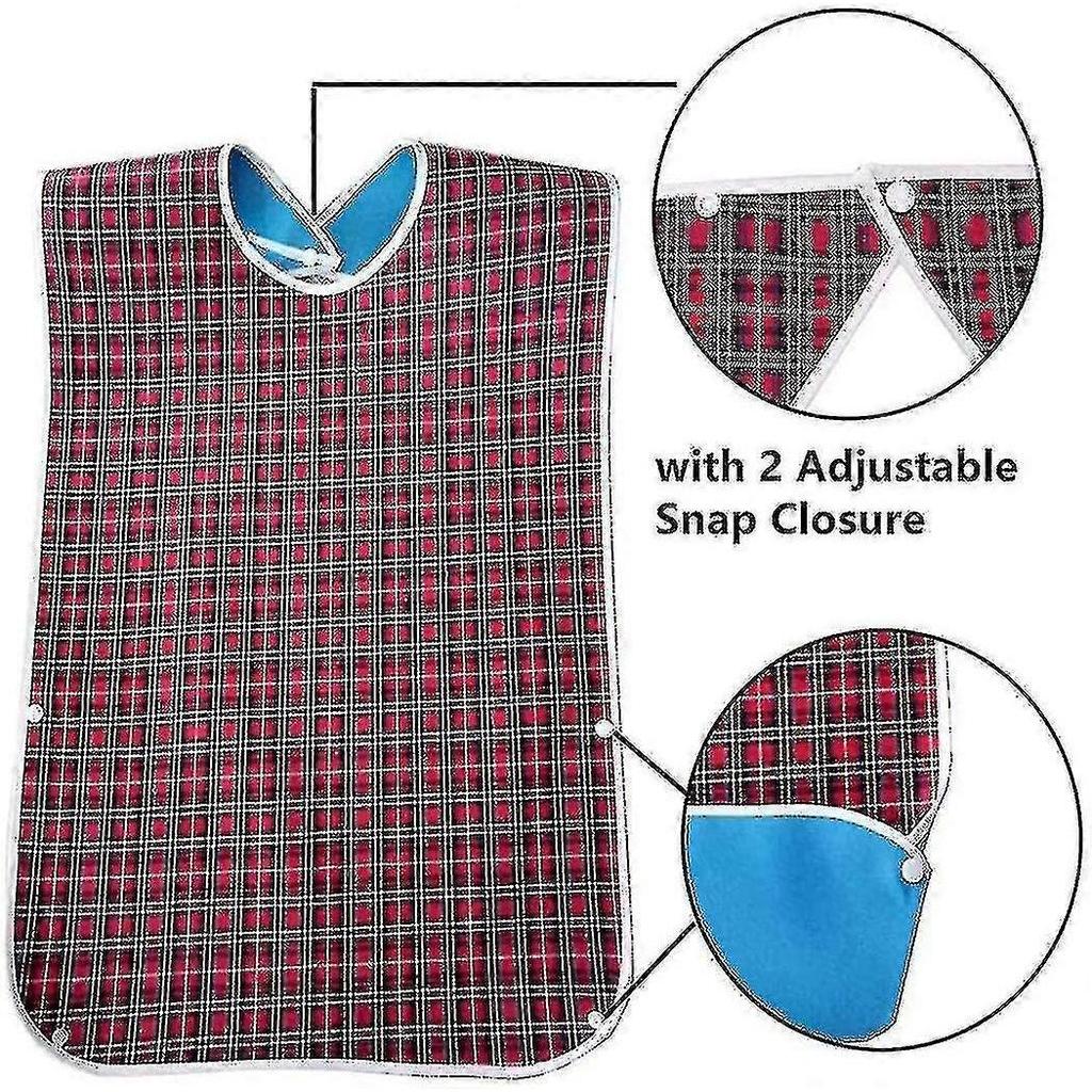 3 Pack Adult Bibs With Crumb Catcher - Washable Adult Dining Bib, Large Adult TAO