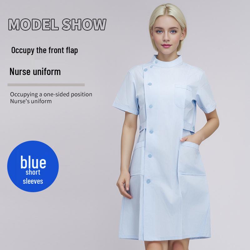 Белый халат медсестры и врача с коротким рукавом