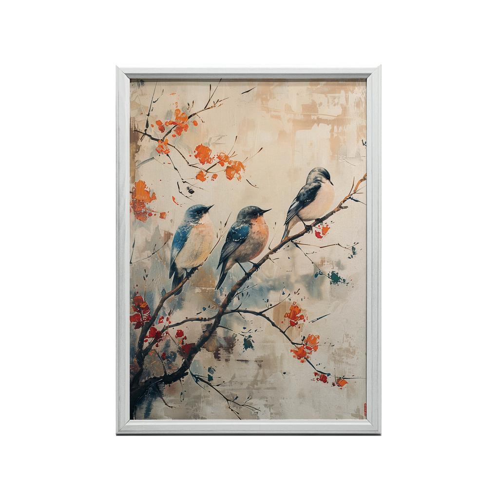 Gałązka Pełna Życia Gałązka Pełna Życia, 40X50 Cm, Rama Aluminiowa Złota, Papier Matowy 230 Gsm