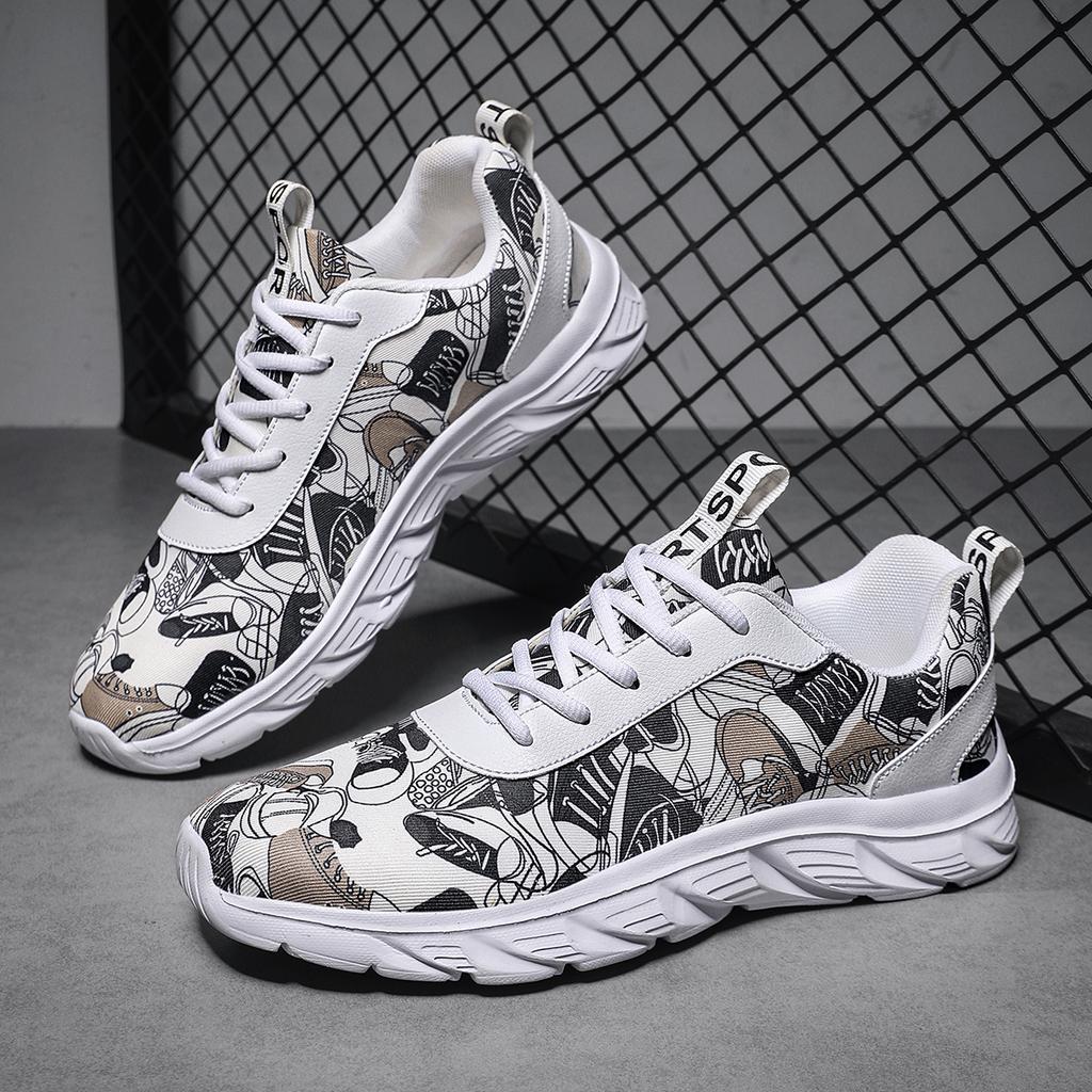 TUINANLE Мужские кроссовки, легкая повседневная обувь, кроссовки для бега с граффити, большие размеры 39-48, дышащая прогулочная мужская обувь