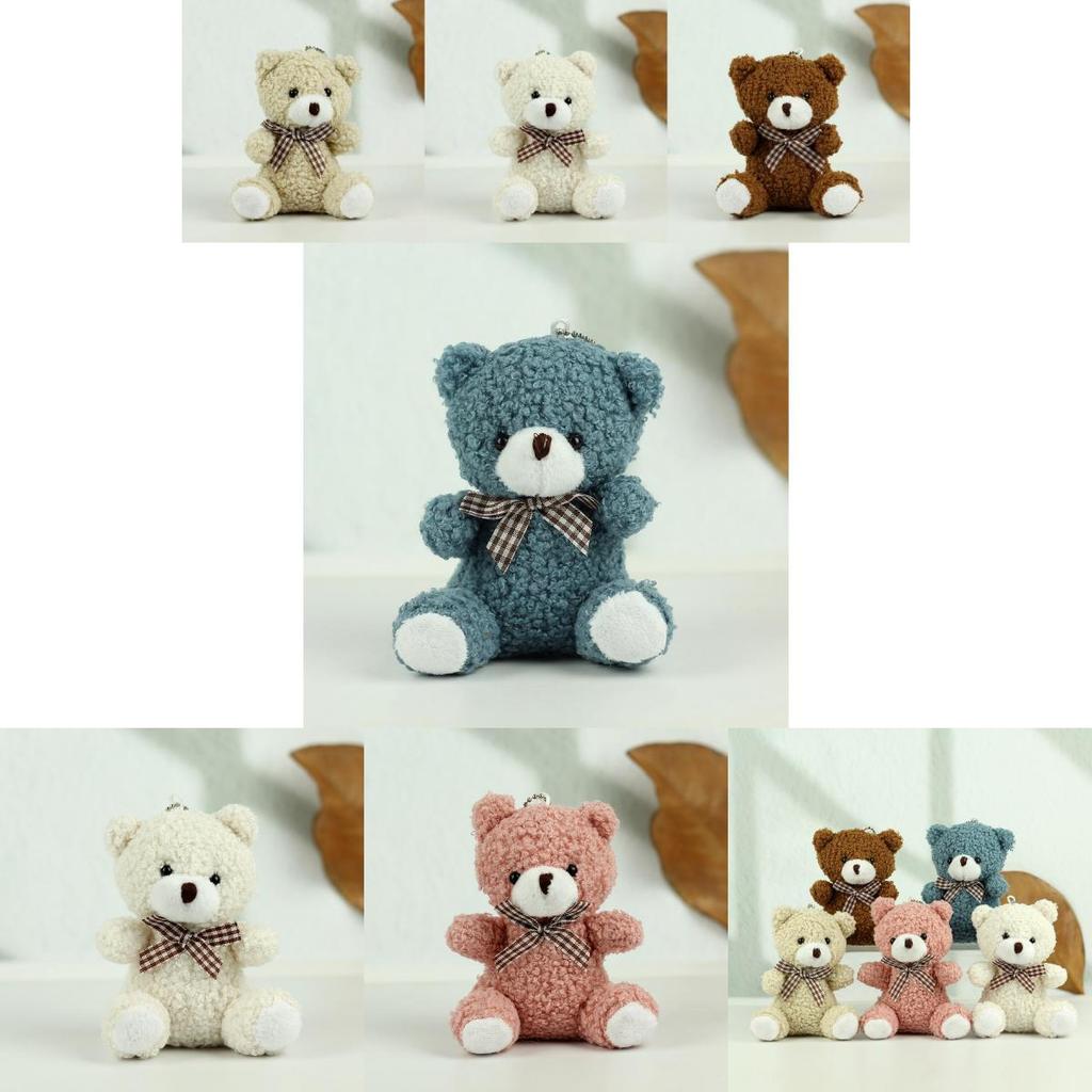 Cute Brown Plush Teddy Bear Keychain Soft Coral Fleece Adorable Keyring For Gifts