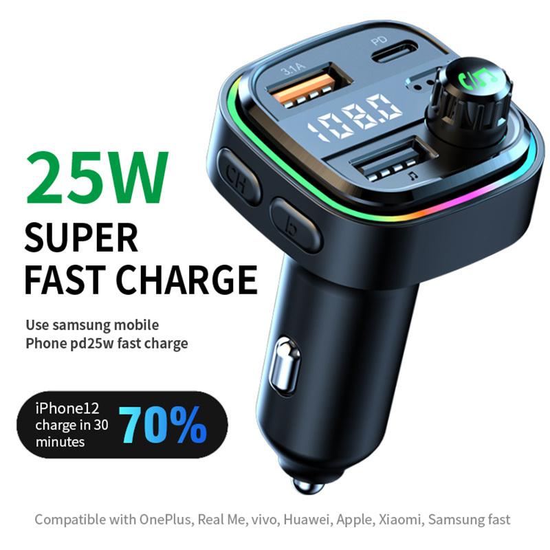 Bluetooth 5.3 FM Transmitter Handsfree Car Radio Modulator MP3 Player With USB Super Quick Charge Adapter for Car Accessories
