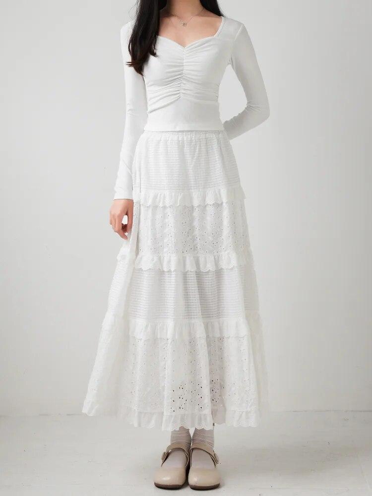 Women’s Multilayer Ruffles Tulle Skirt Pleated High Waist Fluffy Maxi Skirt Fairy Cake Dress Long Tutu Party Skirt