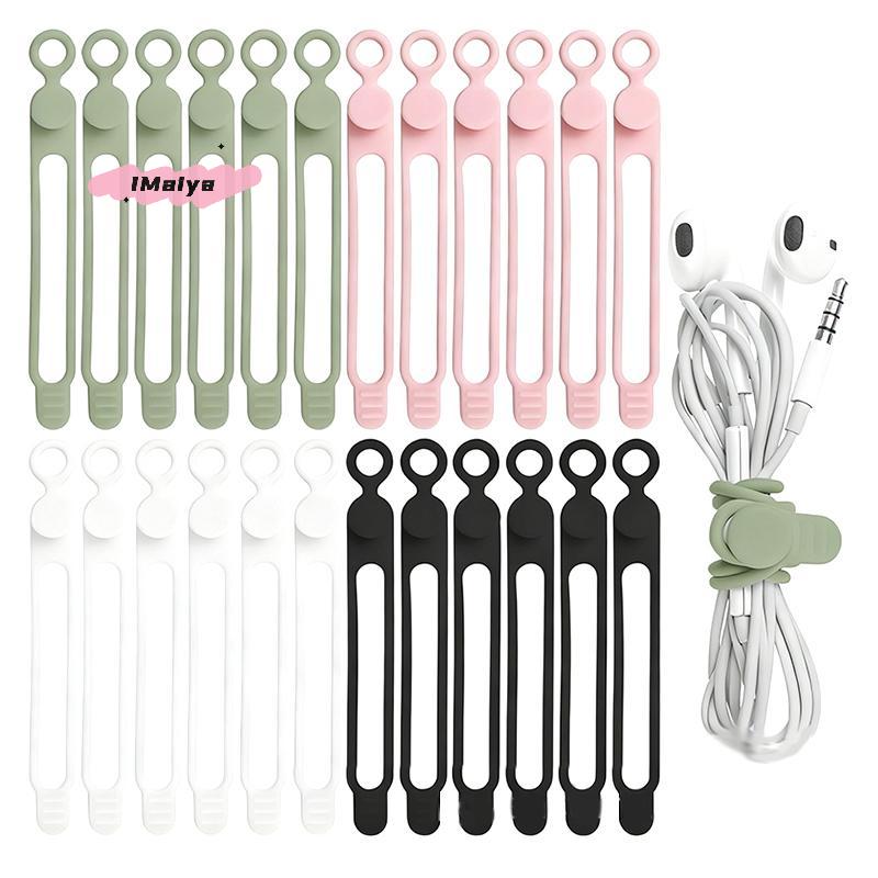 M-10pcsSilicone Cable Ties,Cord Organizer,Cable Straps,Reusable Cord Ties,Travel Cable Organizer ,Cute Elastic Tie, Wire Ties