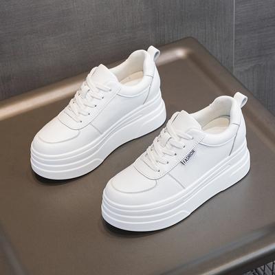 Осенняя женская обувь новая маленькая обувь на платформе женская обувь универсальная одинарная обувь маффин толстая подошва увеличивающая рост маленькая белая одинарная обувь