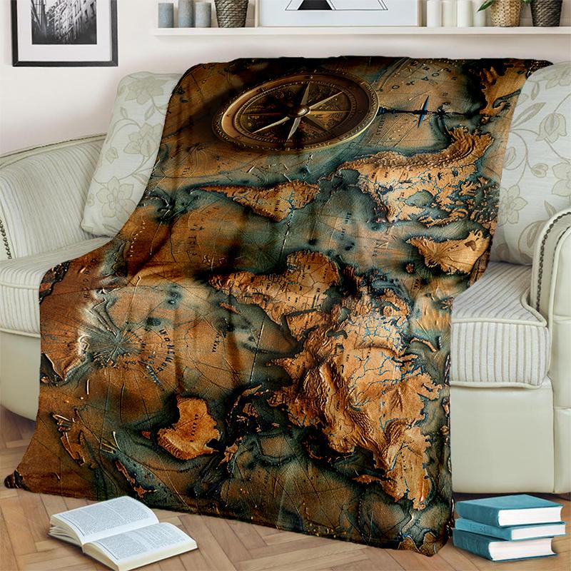 29 Style New Retro Marine Nautical Chart Compass Map Blanket,Soft Throw Blanket for Home Bedroom Bed Sofa Travel Office Cover