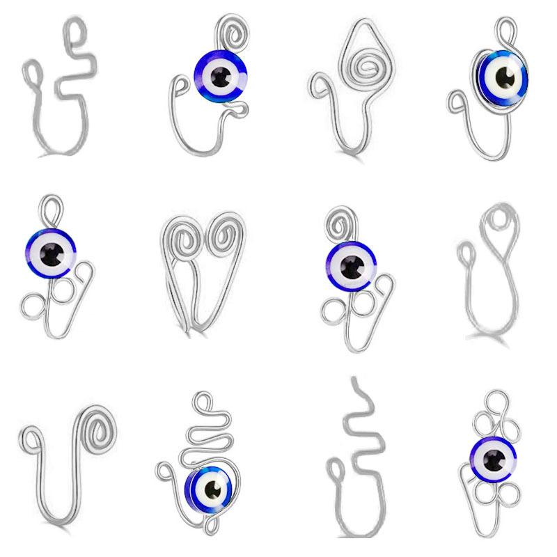 False Poor Poistic Nail 12 -Piece Set Open Open The Size And Exemption Of Perforated Nasal Clamps Fake Holes And Nasal Ring