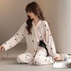 Autumn Pyjamas Women Pajama Sets Striped Star Print Kimonos for Women Cotton Yukata Robes Set