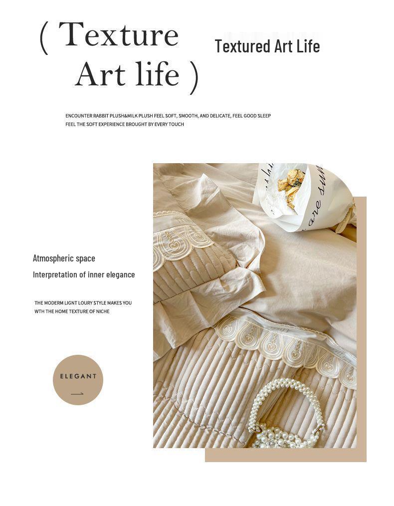 Хлопковый комплект постельного белья 2025 G5Z French Sweetheart - 4 предмета с простыней на резинке и покрывалом