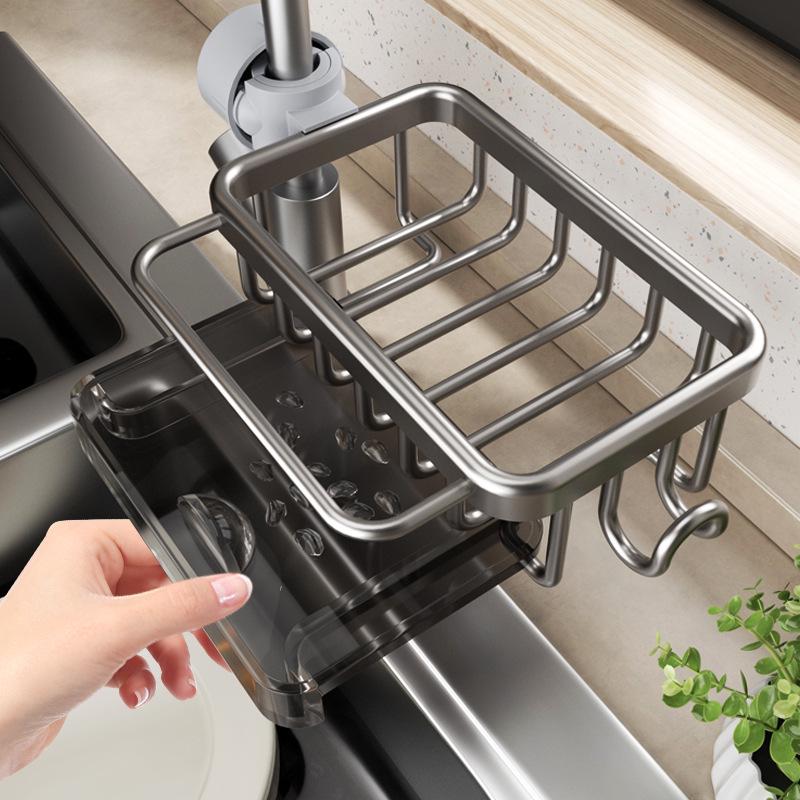 Kitchen Sink Drain Basket and Storage Rack for Dishwashing Essentials