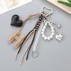 Keychain Heart Pendant Key Ring Korean Style Y2k Bag Pendant Sweet Braided Rope Bag Charm  Couple