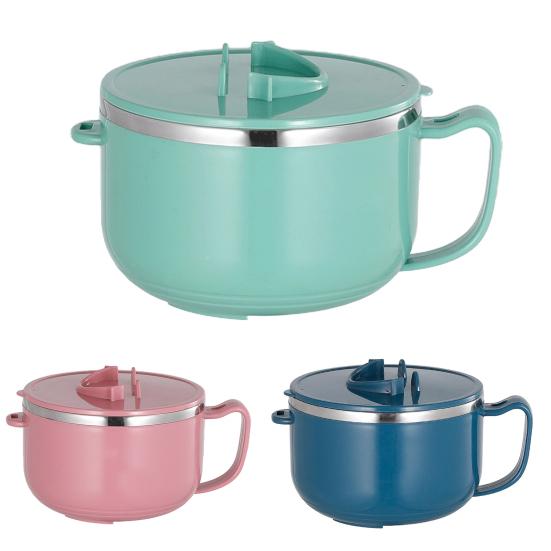 Чаша для лапши Прочная легкая салатница из нержавеющей стали большой емкости с ручкой для дома