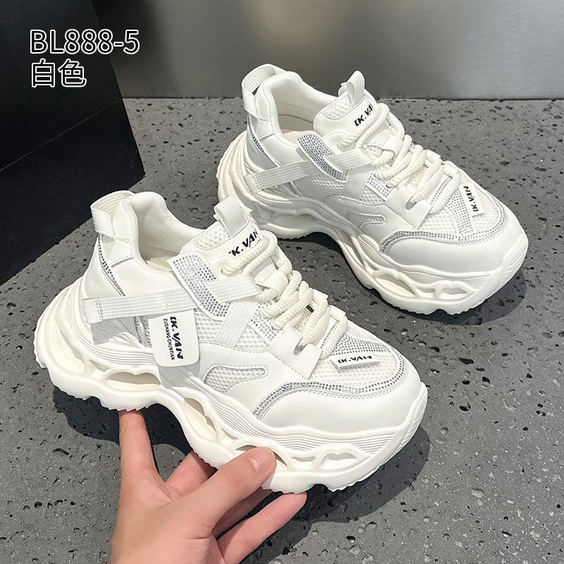 Дышащие кроссовки с сеткой и стразами, на толстой подошве, в стиле "dad shoes", новые, для спорта и отдыха, осень-зима