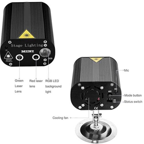 Party Light, Disco Light, 36-Pattern LED Stage Lighting with Sound Control & Auto Mode, Mirror Ball Effect, Multi-Color Changing Stage Light, Compact