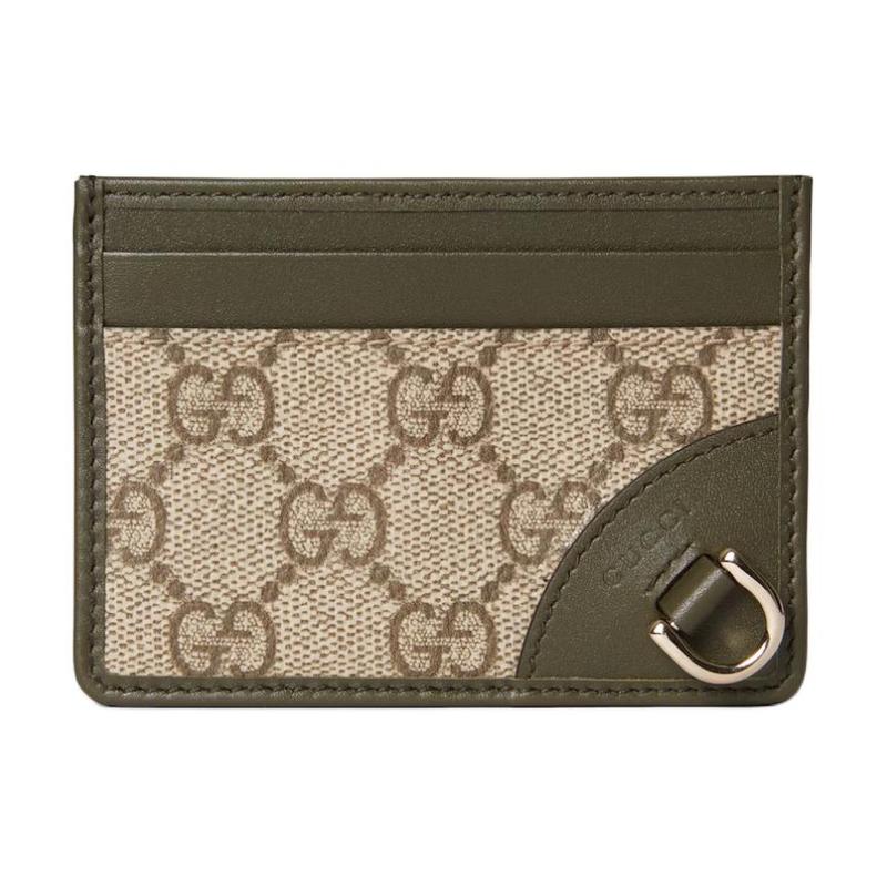Gucci GG Emblem embossed logo coated fabric card holder women's green