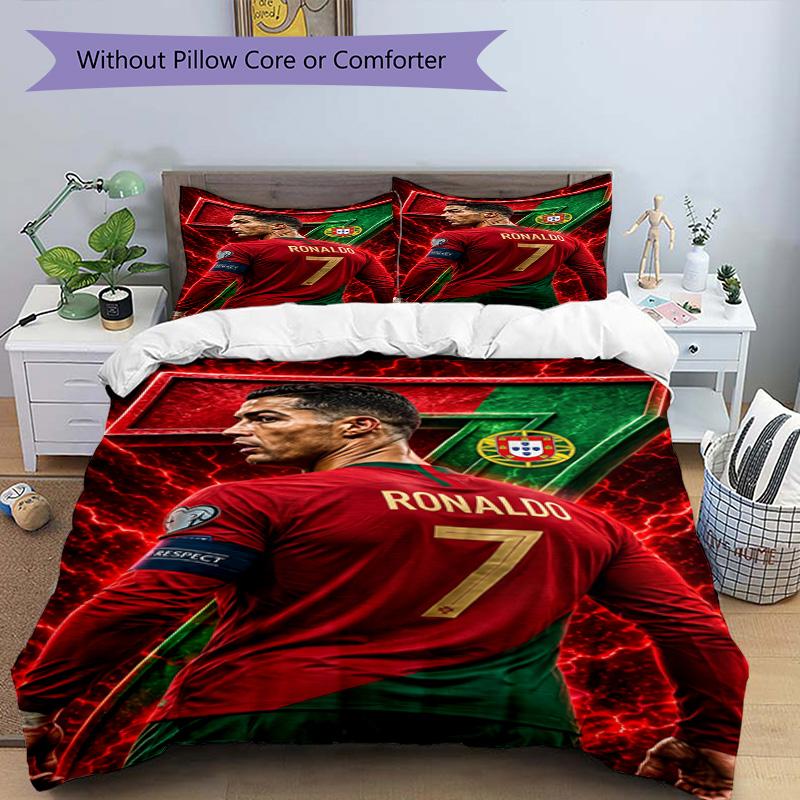 Ronaldo's Portugal Jersey Bedding Set, Breathable Duvet Cover with Pillowcases, Soft Bed Linen for Bedroom Home Decoration, Perfect Festival Birthday 