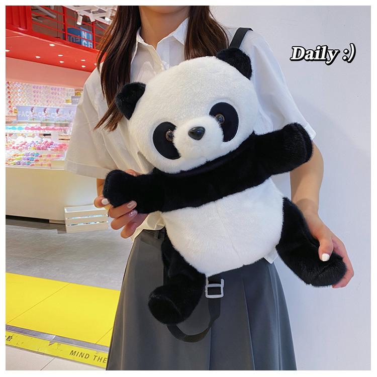 Новый Милый Имитированный Панда Трехмерный Плюшевый Рюкзак Повседневный Рюкзак Персонализированный Милый Мультяшный Универсальный Модный Рюкзак