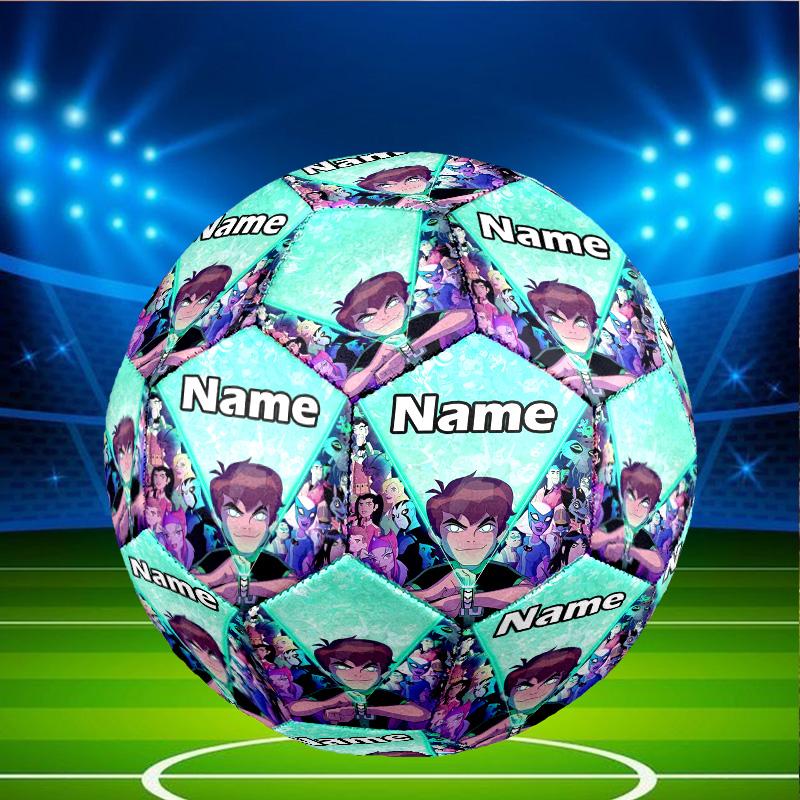 Custom Name Personalized Ben 10 Cartoon Print Size 5 Soccer Ball Training & Match Football, for Team, Kicking, Gift for Football