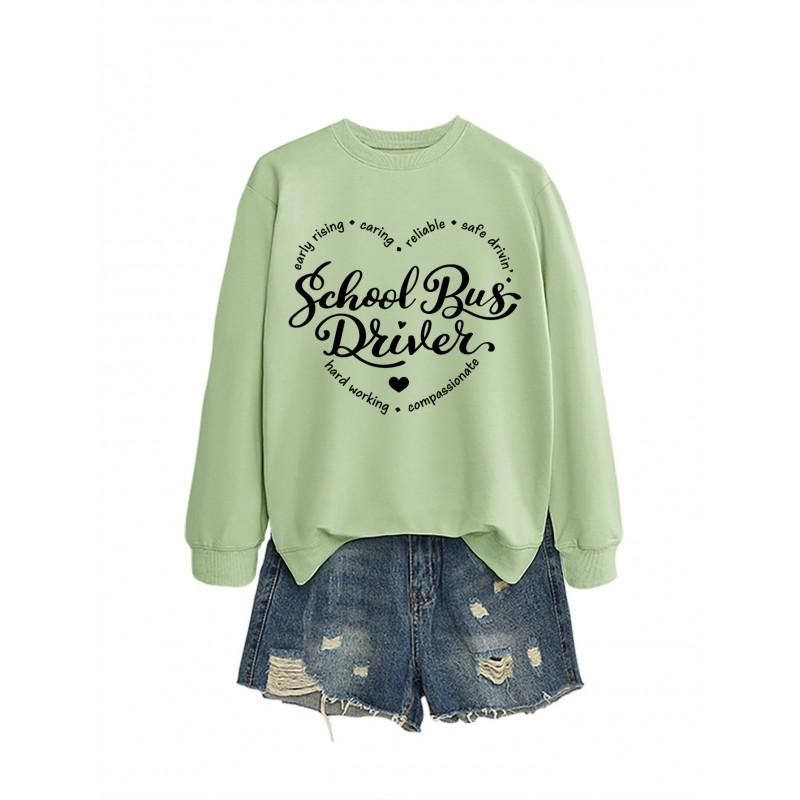 Womens Casual Oversized Crewneck Long Sleeve Cotton Sweatshirt With Graphic Print Daily Wear