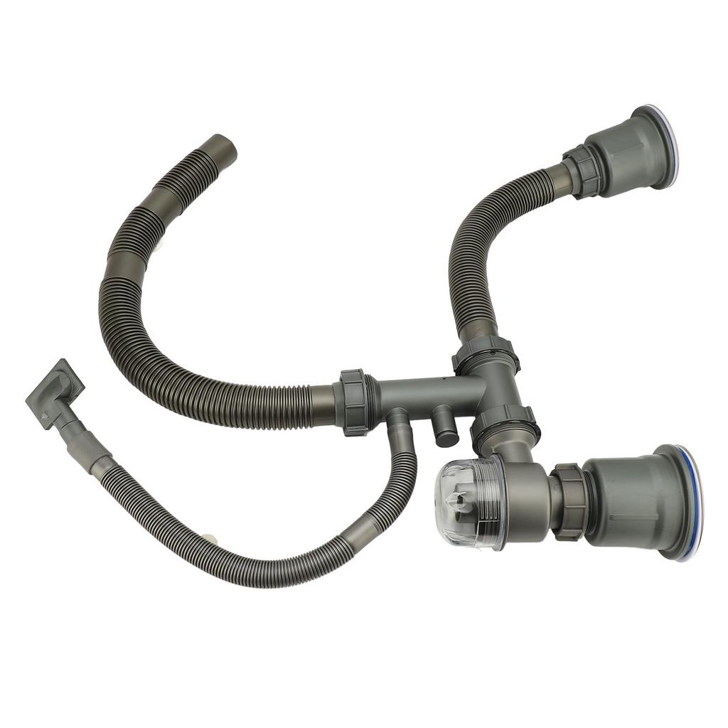 Комплект слива для кухонной мойки, Непроницаемый для запахов, Утолщенный, Высокотемпературный, Сливная труба для мойки с двумя чашами