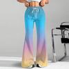 Women's Fashion Loose Drawstring Waist Gradient Printed Casual Sports Pants Casual Flared Pants