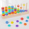 Wooden Kids Rainbow Ferrule Game For Learning Colors And Improving Motor Skills