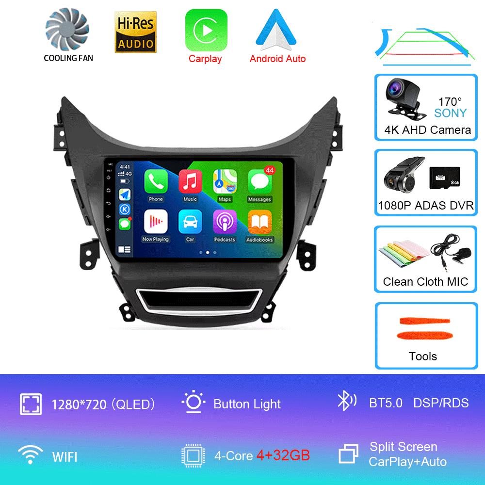 Для Hyundai Elantra Avente i35 2011-2015 Автомобильный радиоприемник Android 14 Carplay Авто GPS-навигация Мультимедийный проигрыватель Видео Стерео 2 DIN